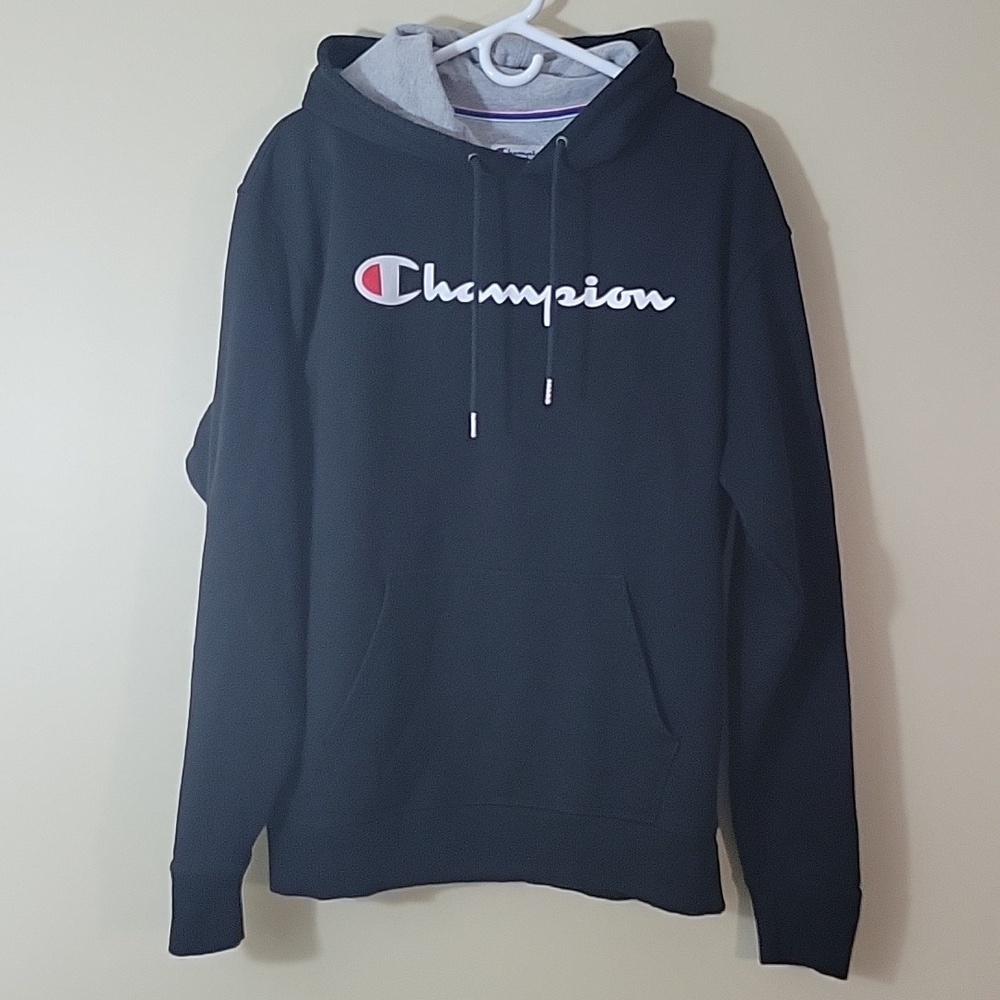 Champion Men’s Hoodie Black Sz Large EUC.   KT